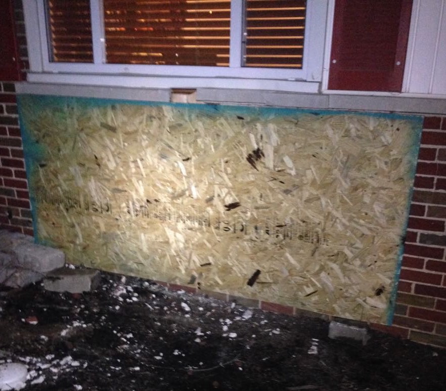 Board-Up following property damage due to vehicle